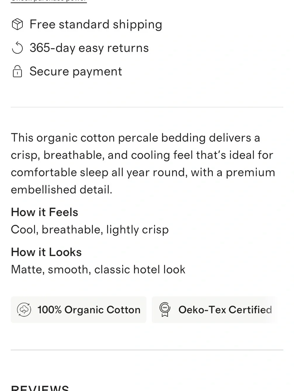 Organic Crisp Percale White Embellished Duvet Cover - Retail $110